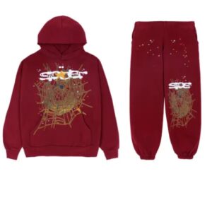 Sp5der Logo Tracksuit Maroon